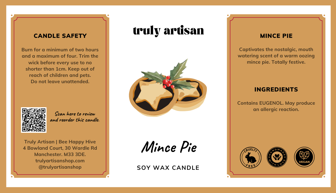 Mince Pie Soy Wax Candle | Personalised Celebration Candle (v)