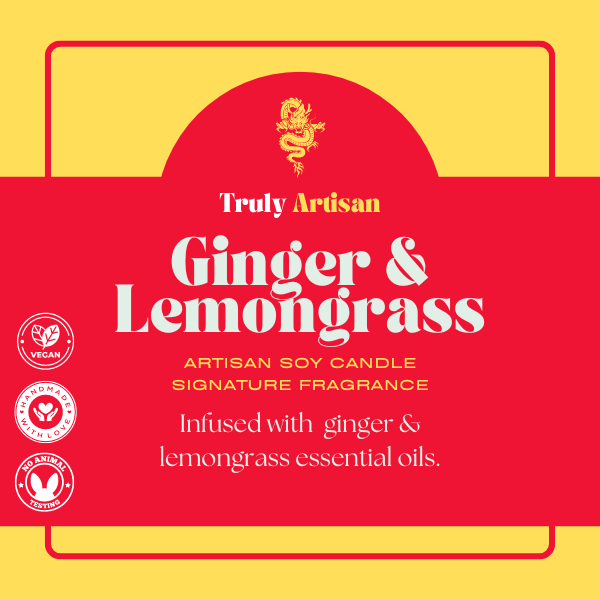 Ginger and Lemongrass Candle | Essential Oil Candle (v)