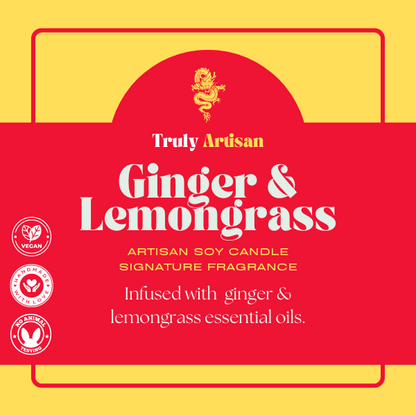 Ginger and Lemongrass Candle | Essential Oil Candle (v)