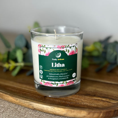 Litha Candle | Geranium Rose, Black Pepper and Bergamot Candle (v)