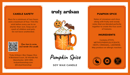 Pumpkin Spice Soy Wax Candle | Personalised Celebration Candle (v)