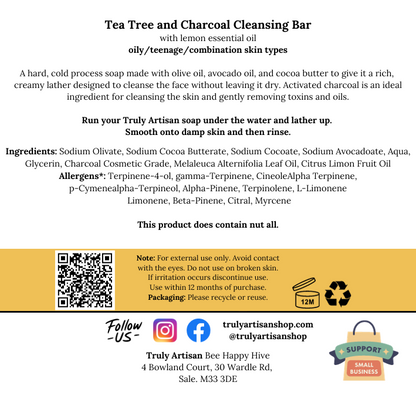 Charcoal Cleansing Bar | Tea Tree and Charcoal Cleansing Bar (v)